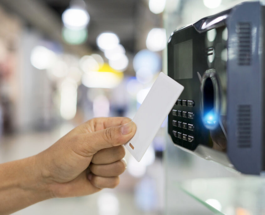 Finger print and key card scan for enter security system