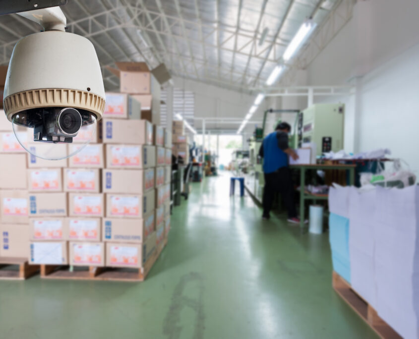 CCTV Camera Operating inside warehouse or factory